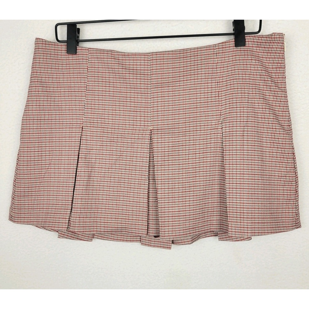 Urban Outfitters Plaid Mini Skirt Womens L Red Lined‎ Preppy Y2K Schoolcore